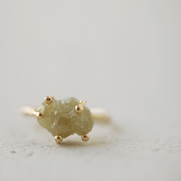 Yellow Rough Diamond Frog Ring 18K 옐로우 러프 다이아몬드 프로그 반지