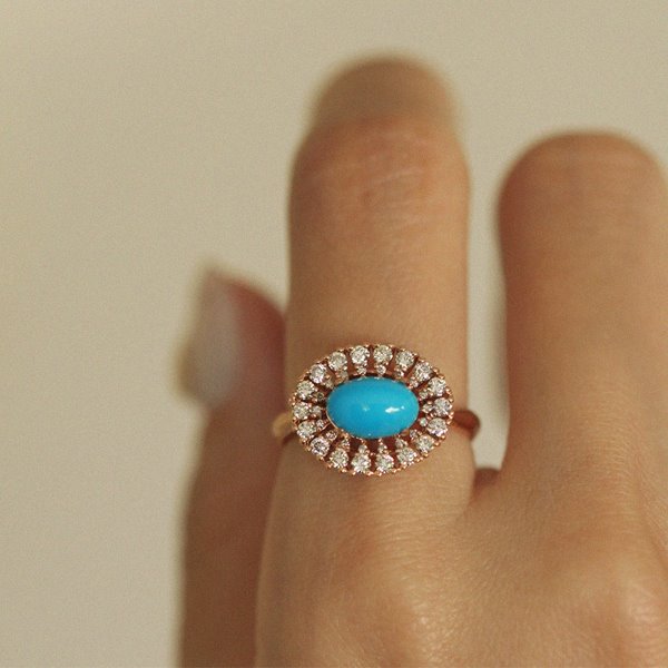 Cognac Diamond, Turquoise Sophie Ring 18K 꼬냑 다이아몬드, 터키석 소피 반지