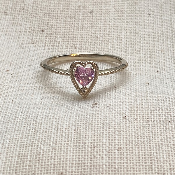 1P Cognac Diamond, Heart Cut Pink Sapphire Feminine Ring 18K 1P 꼬냑 다이아몬드, 하트 컷 핑크 사파이어 페미닌 반지