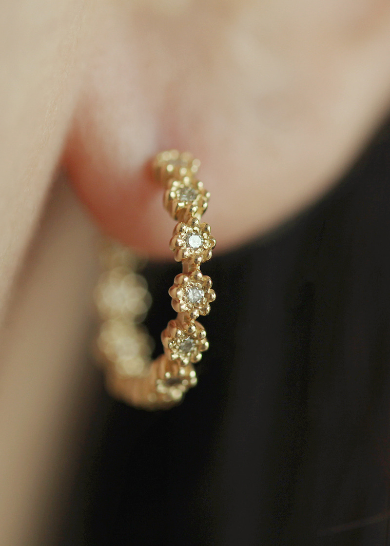 Cognac Diamond Canele Earrings 18K 꼬냑 다이아몬드 카눌레 귀걸이