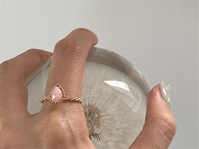 Pear Pink Opal Ring 18K 물방울 핑크 오팔 반지