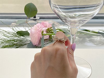 Cognac Diamond Loose Ribbon Ring 18K 꼬냑 다이아몬드 루즈 리본 반지