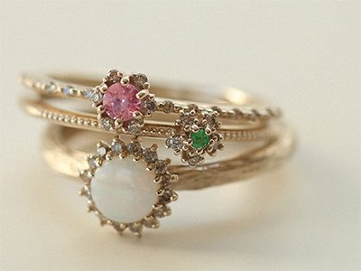 Cognac Diamond, Emerald Little Ring 18K 꼬냑 다이아몬드, 에메랄드 리틀 반지