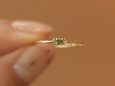 2P Cognac Diamond, 1P Green Diamond Ring 18K 2P 꼬냑 다이아몬드, 1P 그린 다이아몬드 반지