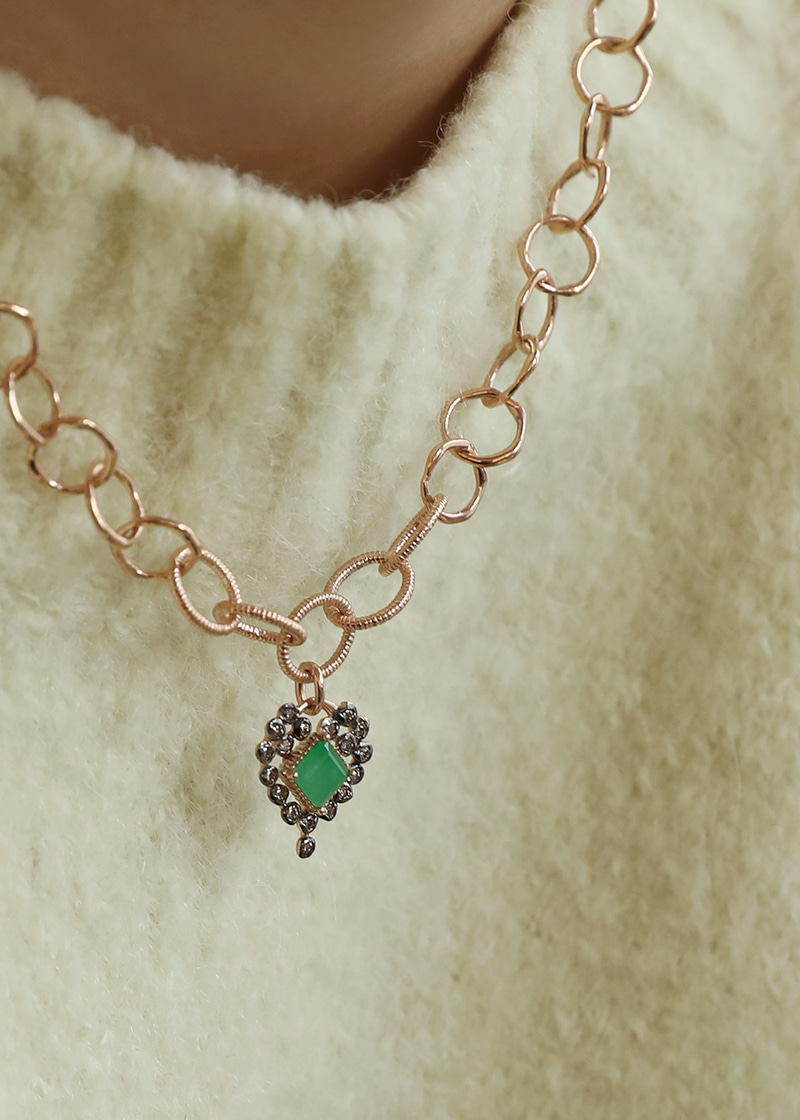 Cognac Diamond, Jade Holy Necklace 18K 꼬냑 다이아몬드, 비취 홀리 목걸이