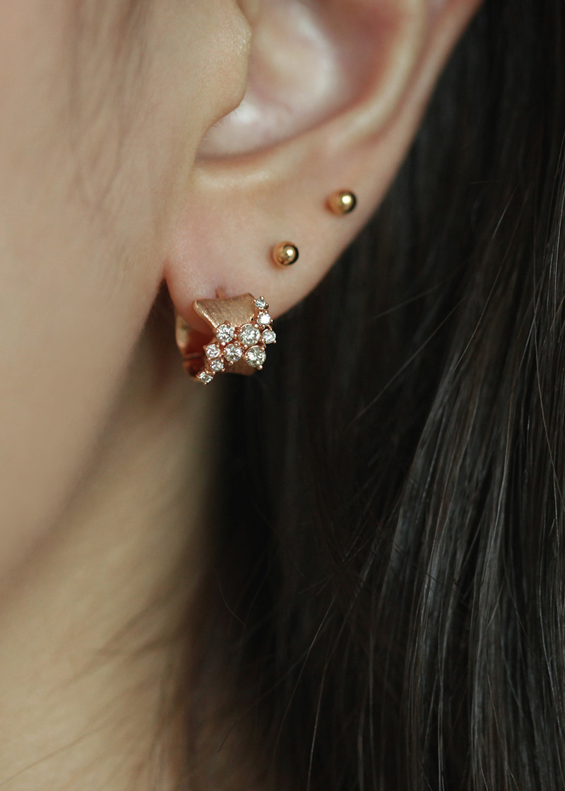 Cognac Diamond Soo One Touch Earrings 18K 꼬냑 다이아몬드 수 원터치 귀걸이
