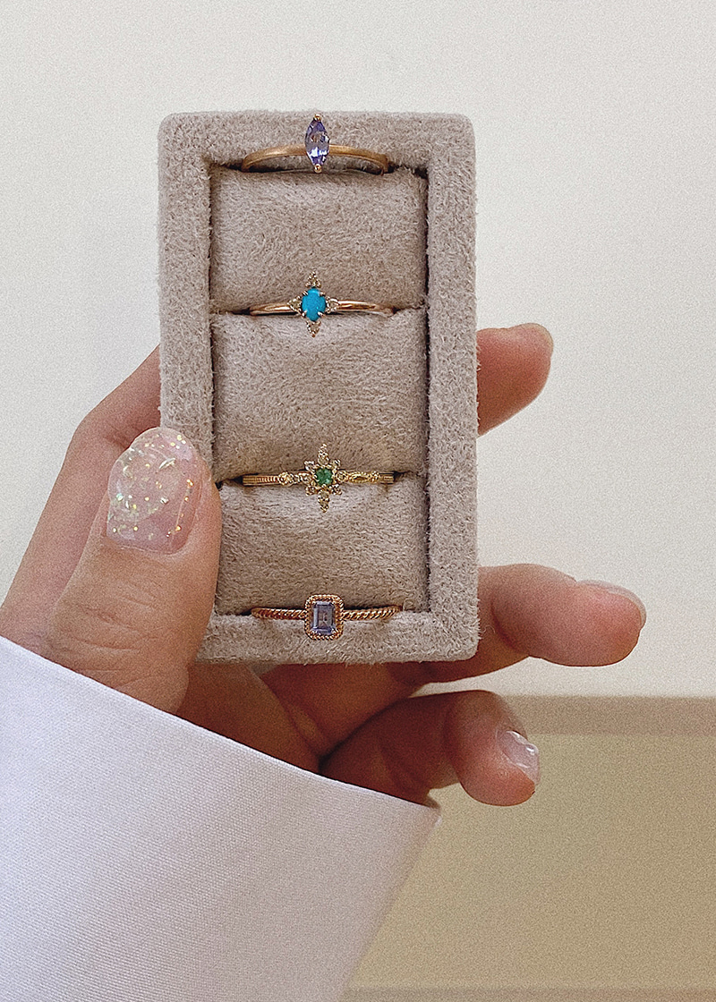 Cognac Diamond, Emerald Star Ring 18K 꼬냑 다이아몬드, 에메랄드 스타 반지