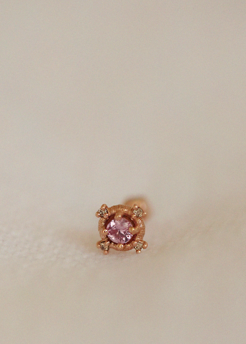 Singleㆍ4P Cognac Diamond, Pink Sapphire Pot Piercing 18K 낱개ㆍ4P 꼬냑 다이아몬드, 핑크 사파이어 팟 피어싱