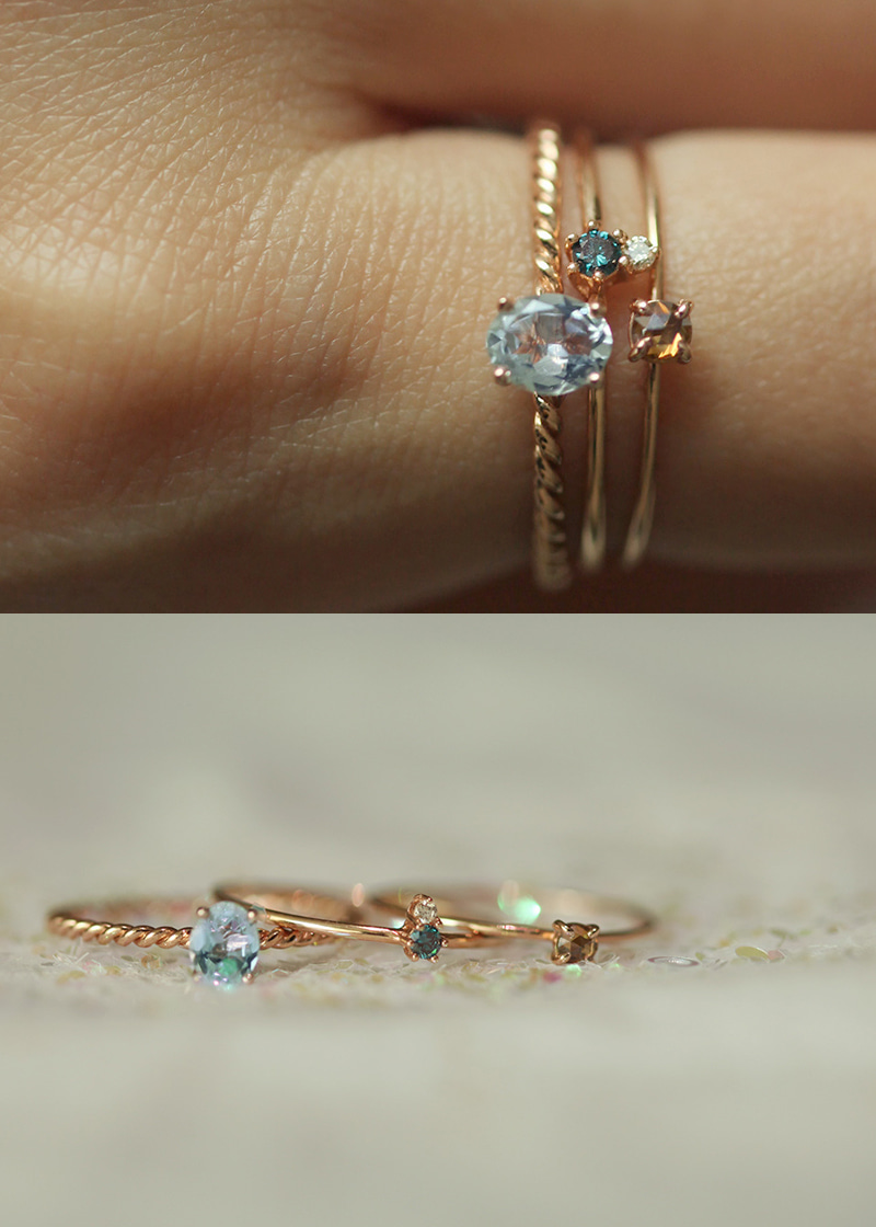 Cognac Diamond, Blue Diamond Think Ring 18K 꼬냑 다이아몬드, 블루 다이아몬드 띵크 반지