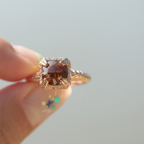 Brown Rough Diamond Maple Ring 18K 브라운 러프 다이아몬드 메이플 반지